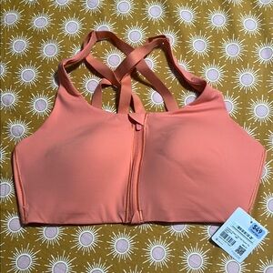 NWT Lululemon Energy Bra High Support Zip Peach Size 38D